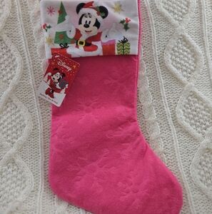 Disney Minnie Mouse Pink Snowflake 16" Stocking
